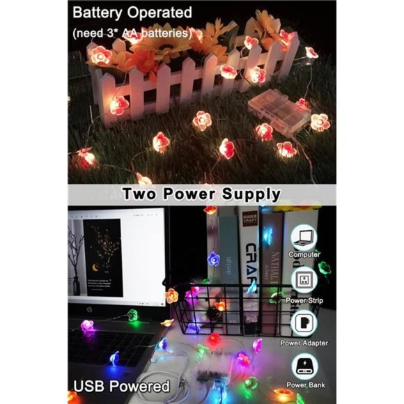 Multicolor Flower Lights Cherry Blossom StringLight Battery Operated&USB Powered - Picture 4 of 6